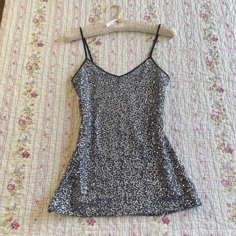 y2k Express grey sequin cami top